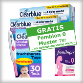 Aktion Clearblue gratis Femibion 0 Muster